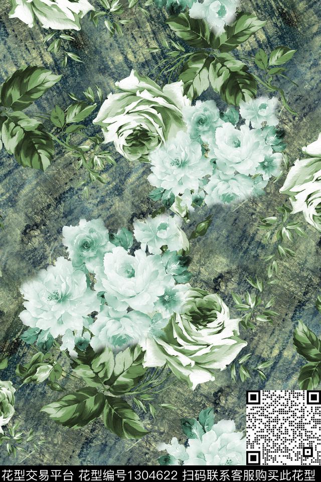 花卉香云纱中老年数码印花华亿平台下载（图片编号: 1304622） - 瓦栏（Walan）