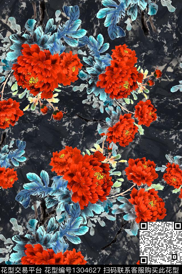 花卉香云纱中老年数码印花华亿平台下载（图片编号: 1304627） - 瓦栏（Walan）