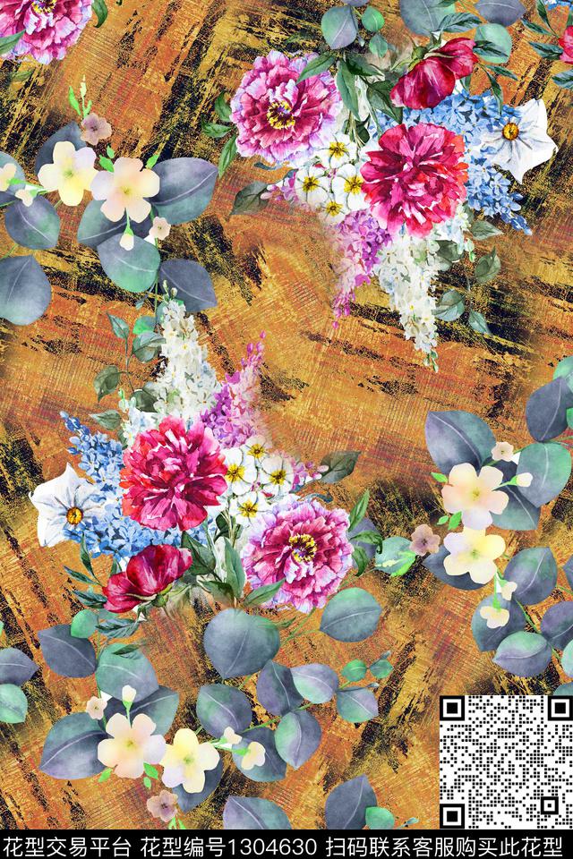 花卉香云纱中老年数码印花华亿平台下载（图片编号: 1304630） - 瓦栏（Walan）