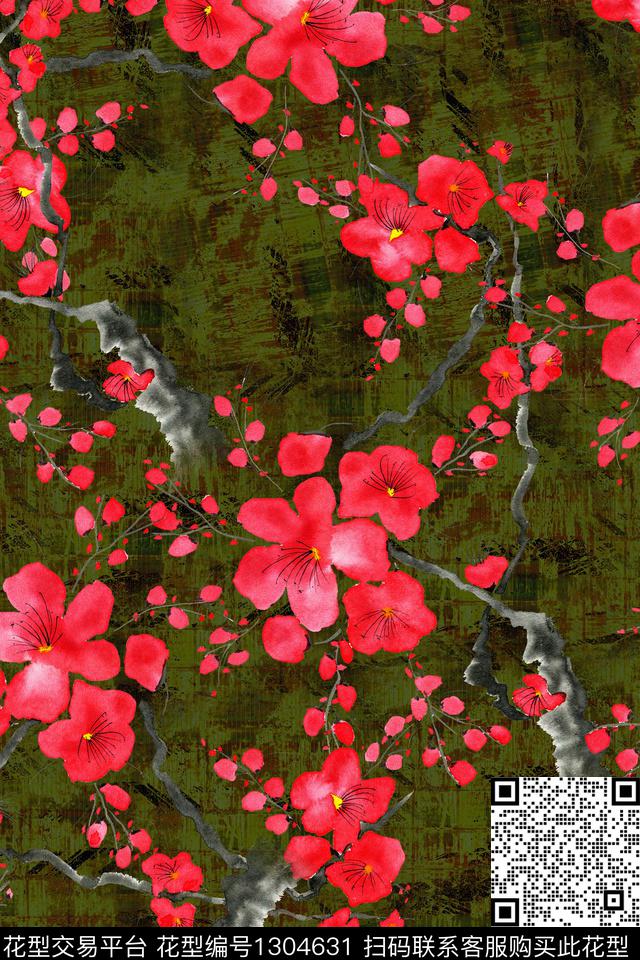 花卉香云纱中老年数码印花华亿平台下载（图片编号: 1304631） - 瓦栏（Walan）