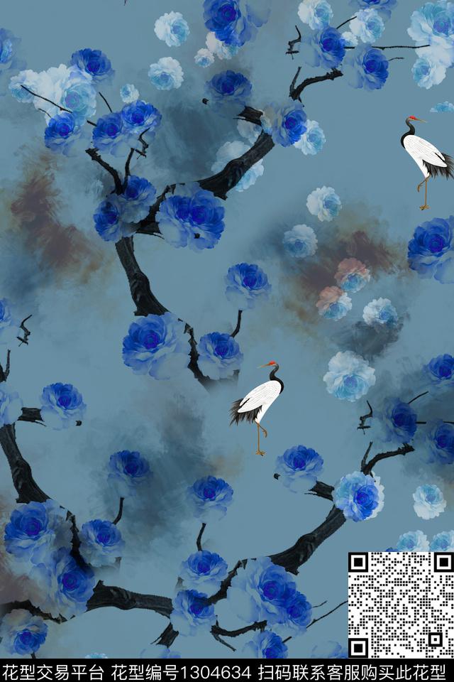 花卉旗袍中老年数码印花华亿平台下载（图片编号: 1304634） - 瓦栏（Walan）