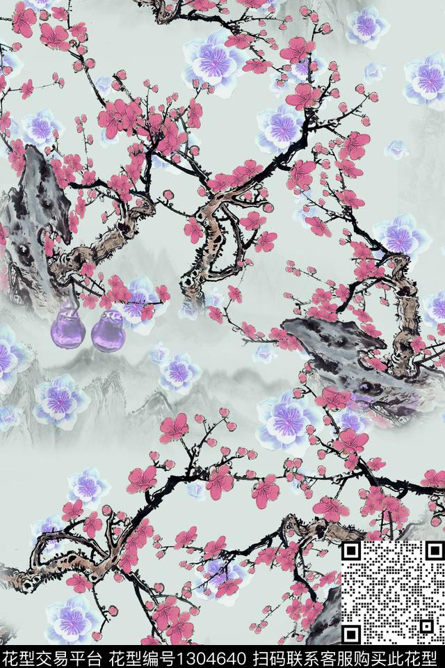 花卉旗袍中老年数码印花华亿平台下载（图片编号: 1304640） - 瓦栏（Walan）
