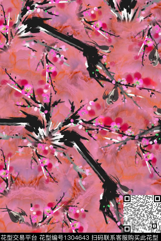 花卉旗袍中老年数码印花华亿平台下载（图片编号: 1304643） - 瓦栏（Walan）