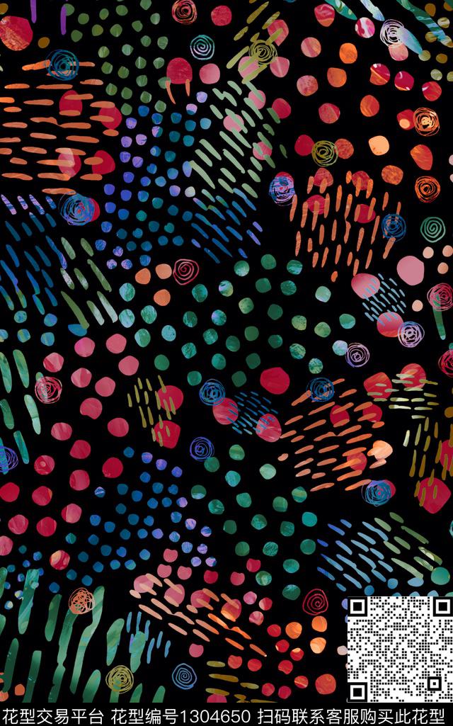 几何抽象波点数码印花华亿平台下载（图片编号: 1304650） - 瓦栏（Walan）