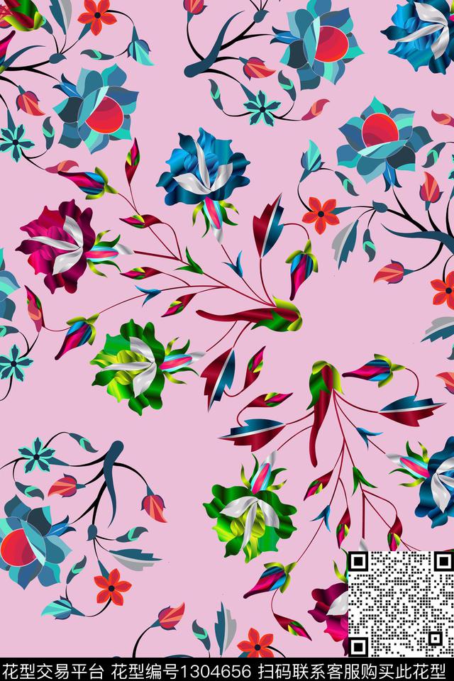 花卉小碎花数码印花华亿平台下载（图片编号: 1304656） - 瓦栏（Walan）