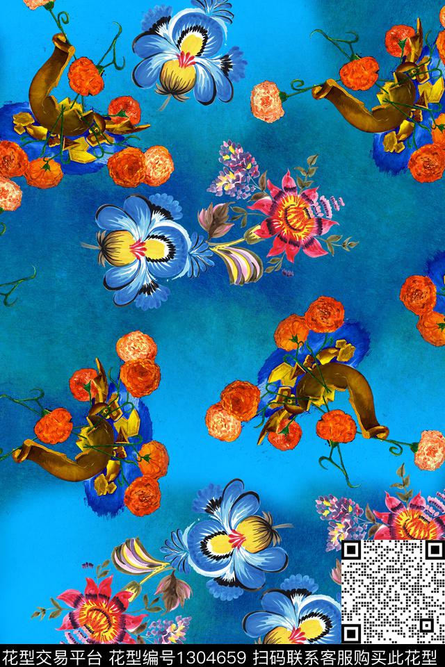 旗袍中国风中老年数码印花华亿平台下载（图片编号: 1304659） - 瓦栏（Walan）