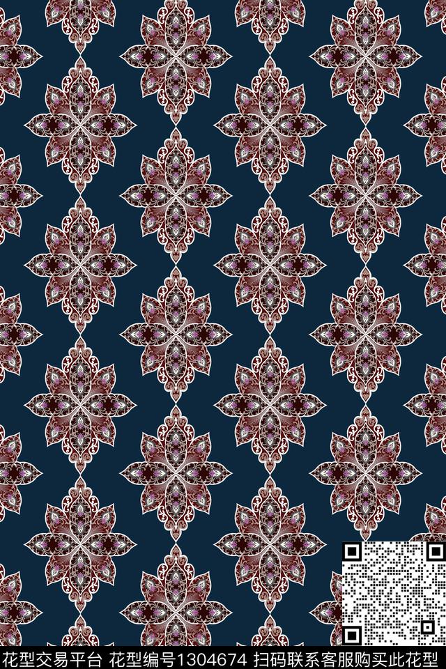 几何民族风大牌风数码印花华亿平台下载（图片编号: 1304674） - 瓦栏（Walan）