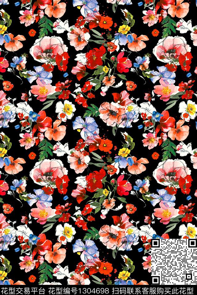 时尚花卉大牌风数码印花华亿平台下载（图片编号: 1304698） - 瓦栏（Walan）