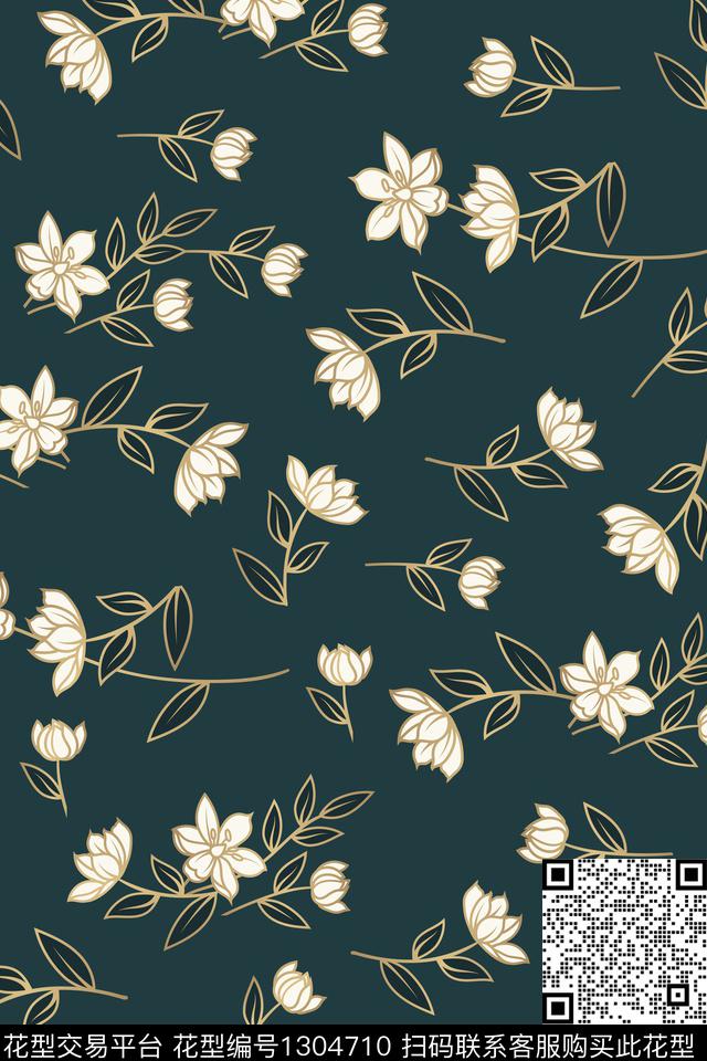 复古花卉植物传统印花华亿平台下载（图片编号: 1304710） - 瓦栏（Walan）