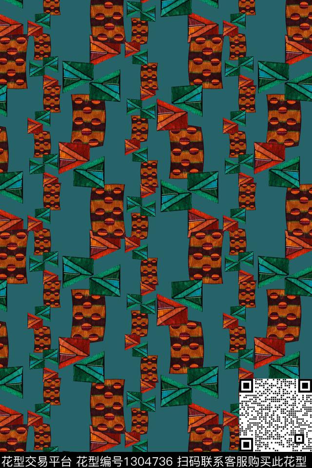 几何民族风中老年数码印花华亿平台下载（图片编号: 1304736） - 瓦栏（Walan）