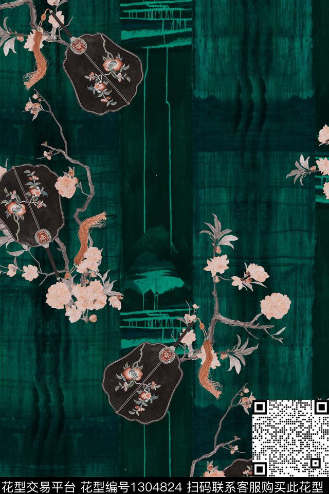 香云纱中国风复古旗袍华亿平台数码印花华亿平台下载（图片编号: 1304824） - 瓦栏（Walan）