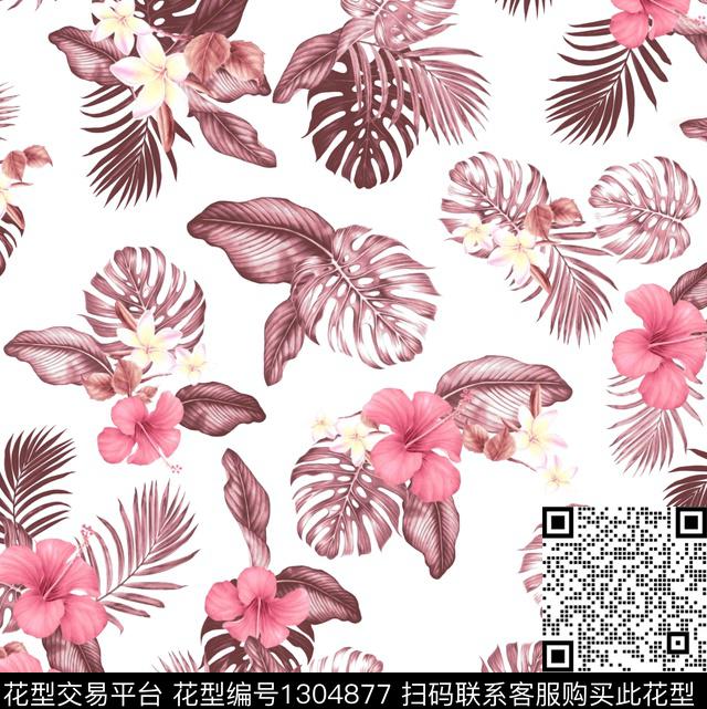 绿植树叶花卉大牌风数码印花华亿平台下载（图片编号: 1304877） - 瓦栏（Walan）