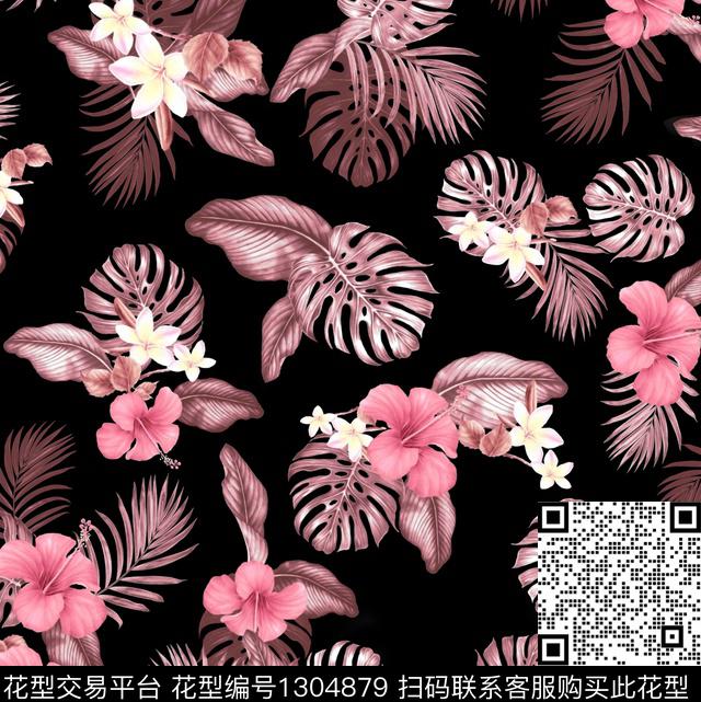 绿植树叶花卉大牌风数码印花华亿平台下载（图片编号: 1304879） - 瓦栏（Walan）