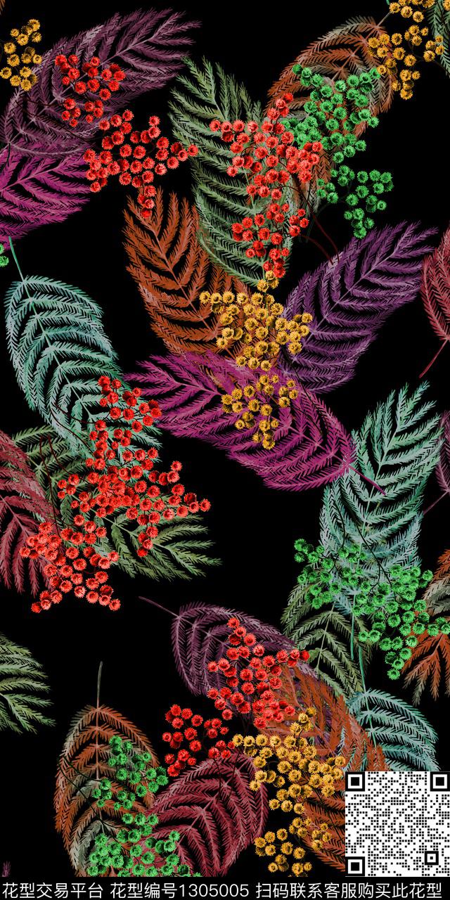 绿植树叶民族风大牌风数码印花华亿平台下载（图片编号: 1305005） - 瓦栏（Walan）