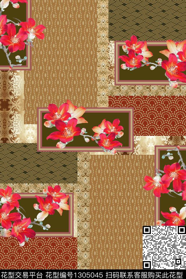 民族风拼贴华亿平台复古旗袍华亿平台数码印花华亿平台下载（图片编号: 1305045） - 瓦栏（Walan）