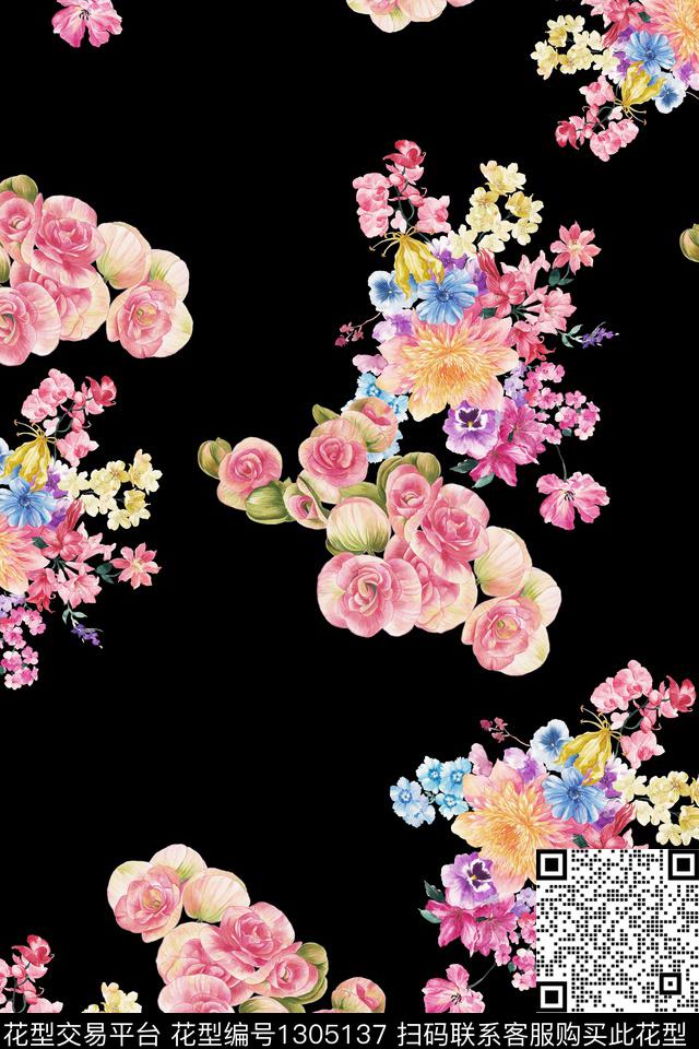 花卉大牌风数码印花华亿平台下载（图片编号: 1305137） - 瓦栏（Walan）