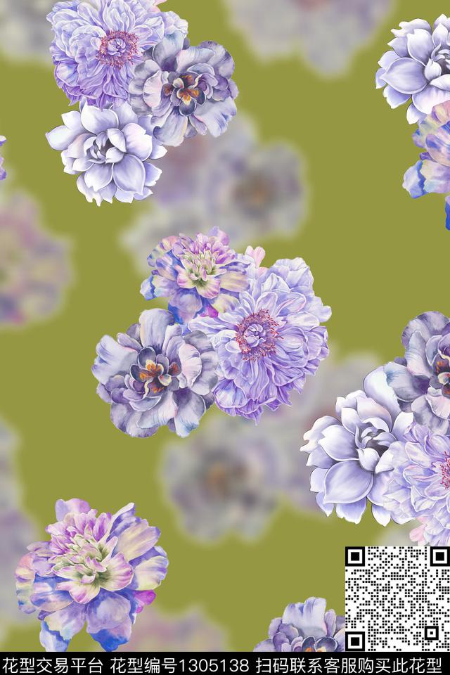 花卉大牌风数码印花华亿平台下载（图片编号: 1305138） - 瓦栏（Walan）