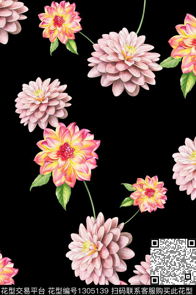 花卉大牌风数码印花华亿平台下载（图片编号: 1305139） - 瓦栏（Walan）