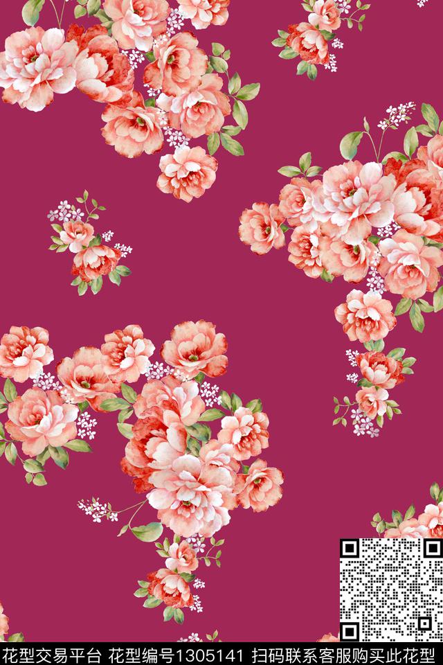 花卉大牌风数码印花华亿平台下载（图片编号: 1305141） - 瓦栏（Walan）