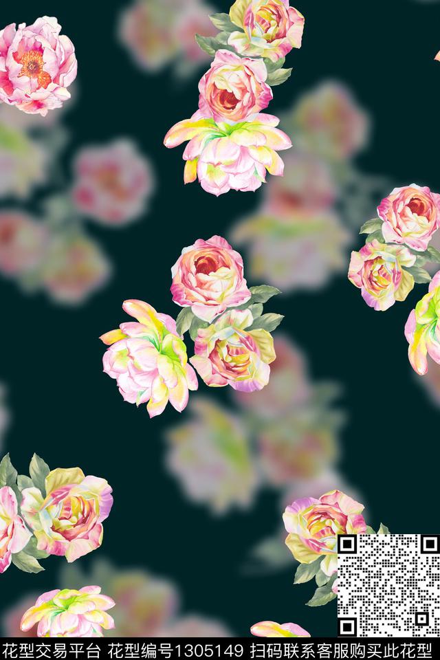 花卉大牌风数码印花华亿平台下载（图片编号: 1305149） - 瓦栏（Walan）