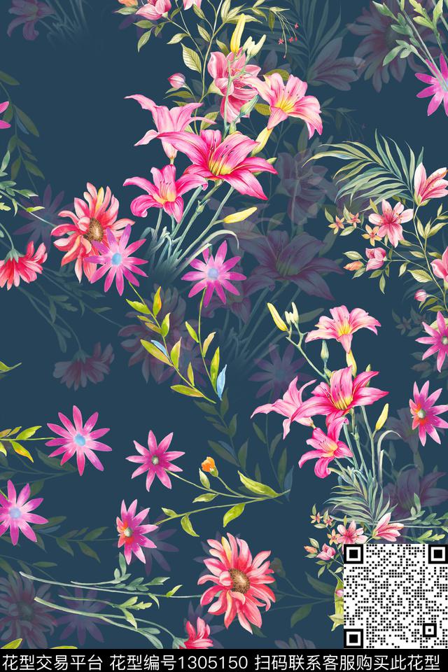 花卉大牌风数码印花华亿平台下载（图片编号: 1305150） - 瓦栏（Walan）