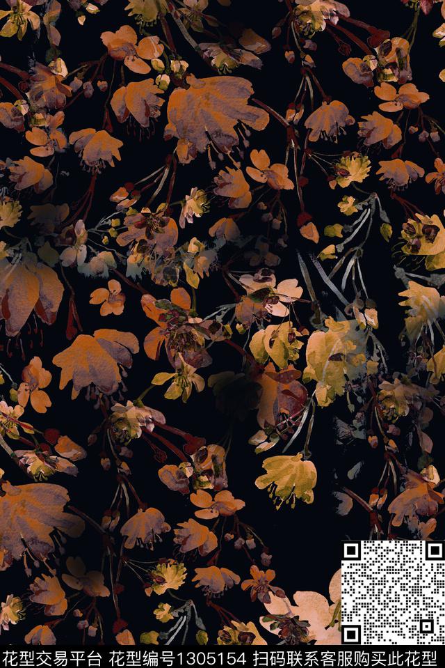 复古中老年绿植树叶数码印花华亿平台下载（图片编号: 1305154） - 瓦栏（Walan）