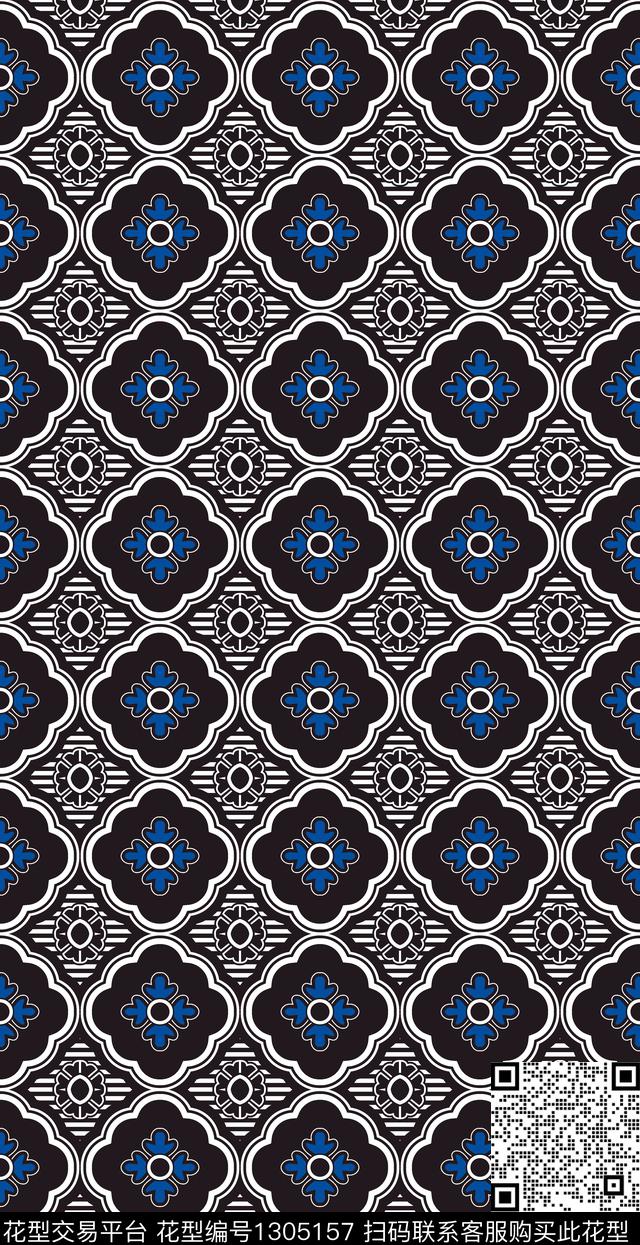 格子民族风抽象传统印花华亿平台下载（图片编号: 1305157） - 瓦栏（Walan）