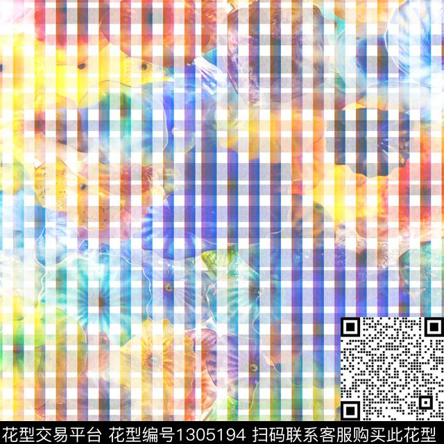 数码华亿平台格子花卉数码印花华亿平台下载（图片编号: 1305194） - 瓦栏（Walan）