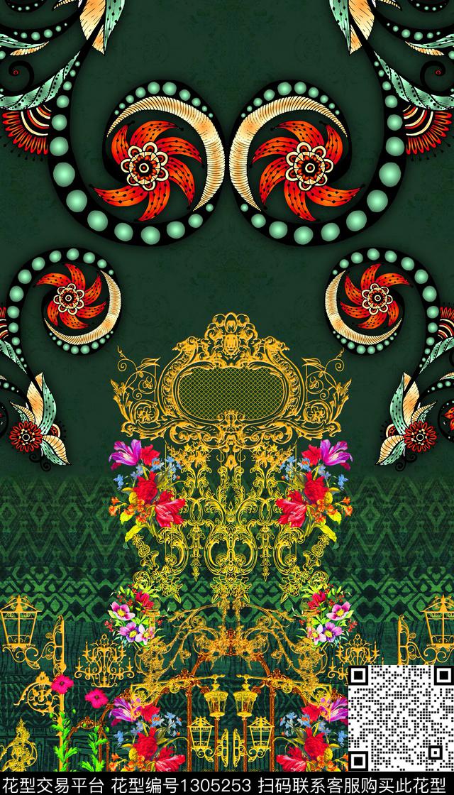 连衣裙民族风阔太太数码印花华亿平台下载（图片编号: 1305253） - 瓦栏（Walan）