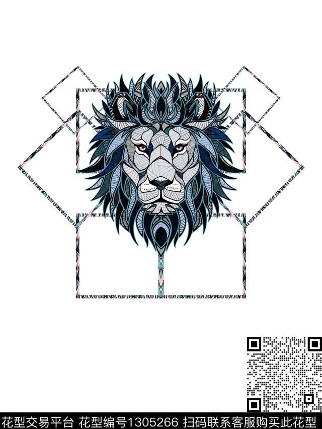 几何定位花狮子数码印花华亿平台下载（图片编号: 1305266） - 瓦栏（Walan）