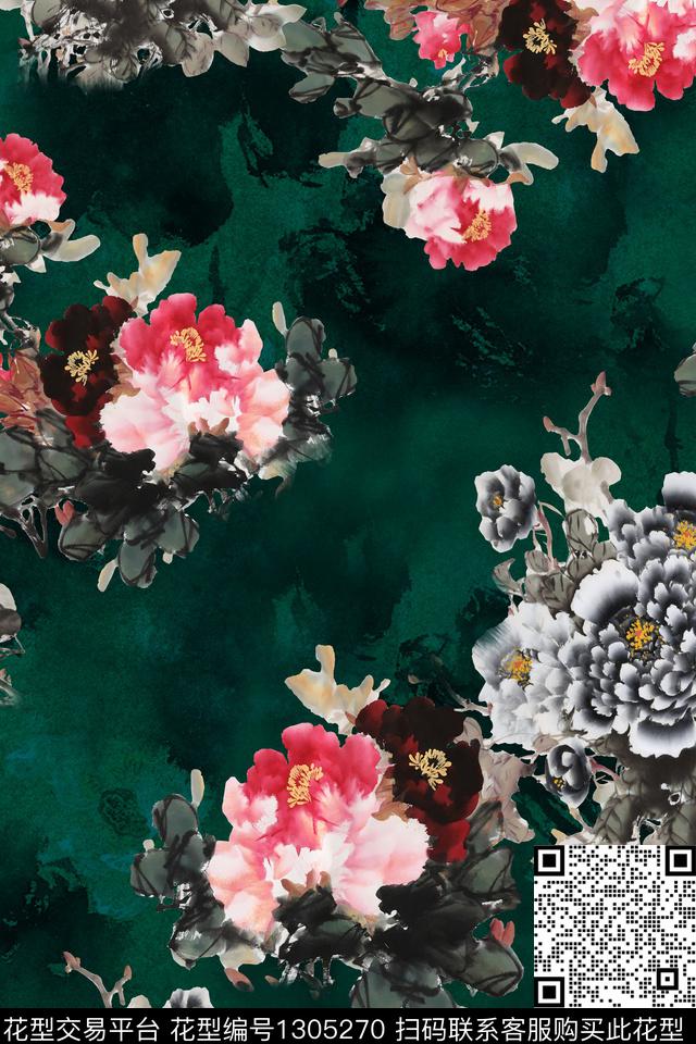 香云纱中国风复古旗袍华亿平台数码印花华亿平台下载（图片编号: 1305270） - 瓦栏（Walan）