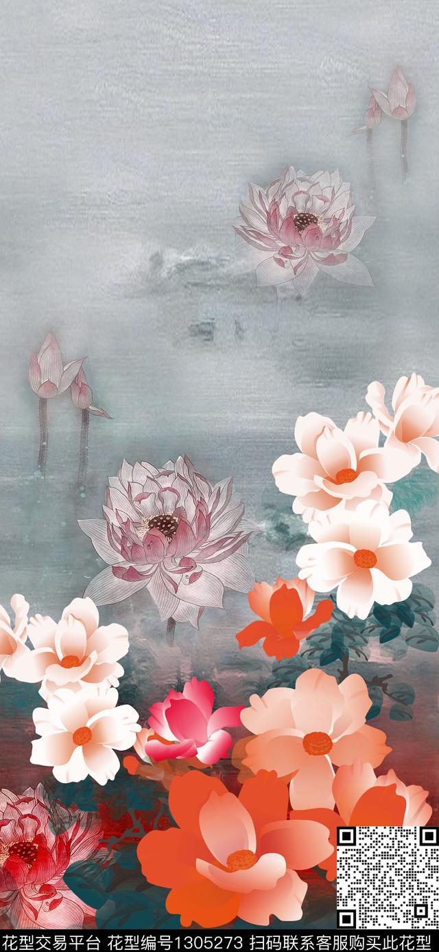 女装定位花中国风定位花复古旗袍华亿平台数码印花华亿平台下载（图片编号: 1305273） - 瓦栏（Walan）