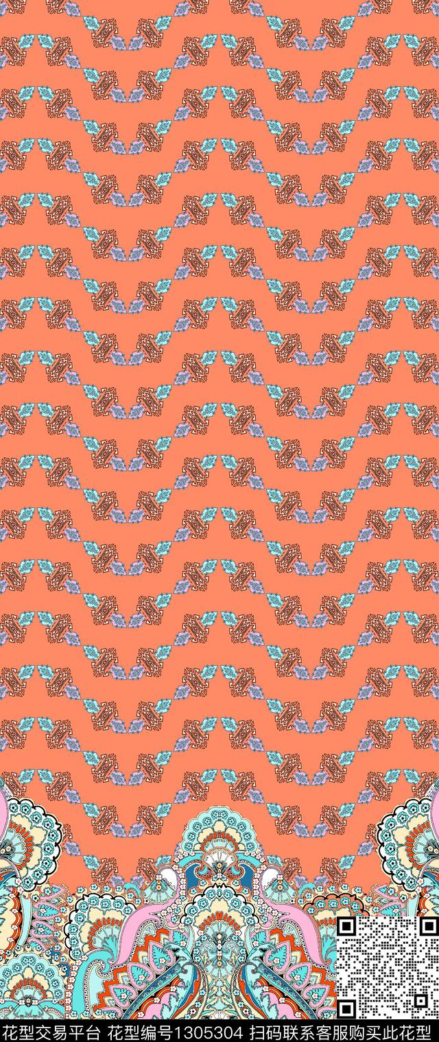 大牌风复古民族风数码印花华亿平台下载（图片编号: 1305304） - 瓦栏（Walan）