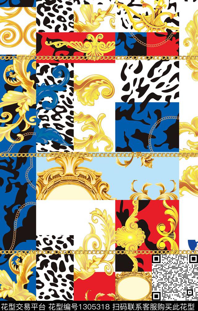 链条奢华男装满版花数码印花华亿平台下载（图片编号: 1305318） - 瓦栏（Walan）