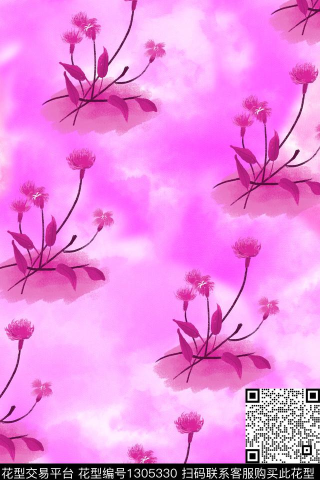 水彩花卉小清新数码印花华亿平台下载（图片编号: 1305330） - 瓦栏（Walan）