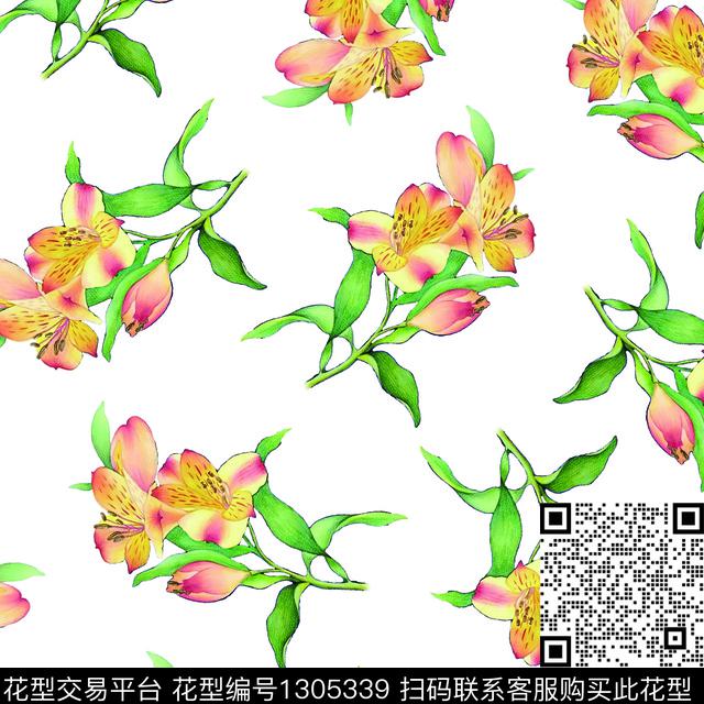 绿植树叶清爽底花卉花卉数码印花华亿平台下载（图片编号: 1305339） - 瓦栏（Walan）