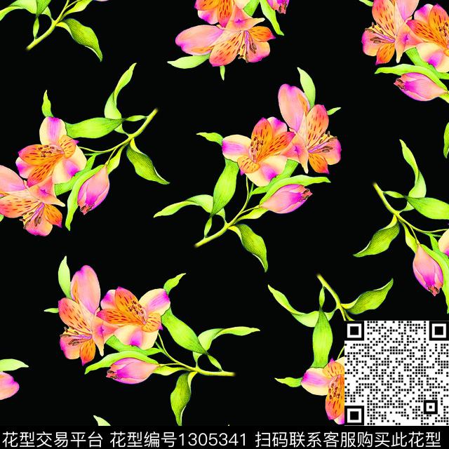 绿植树叶清爽底花卉花卉数码印花华亿平台下载（图片编号: 1305341） - 瓦栏（Walan）