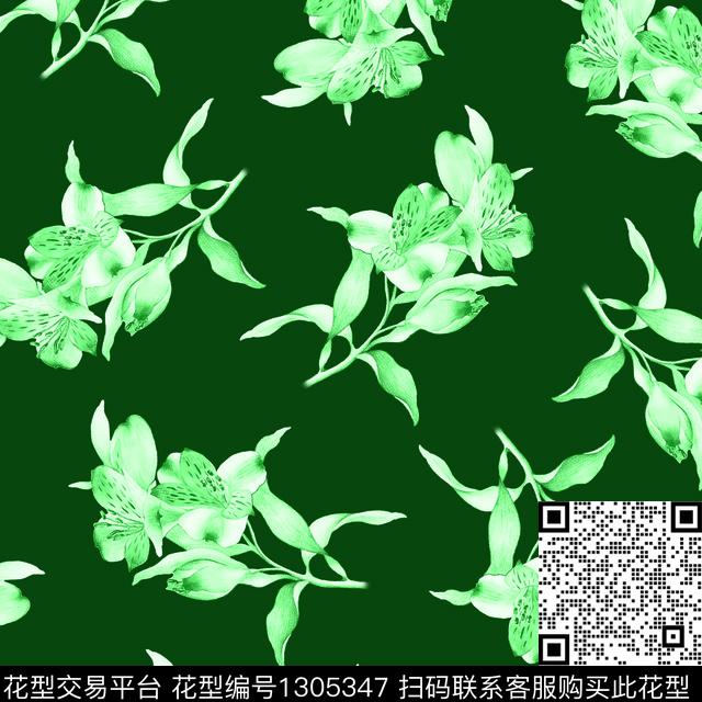 绿植树叶清爽底花卉花卉数码印花华亿平台下载（图片编号: 1305347） - 瓦栏（Walan）