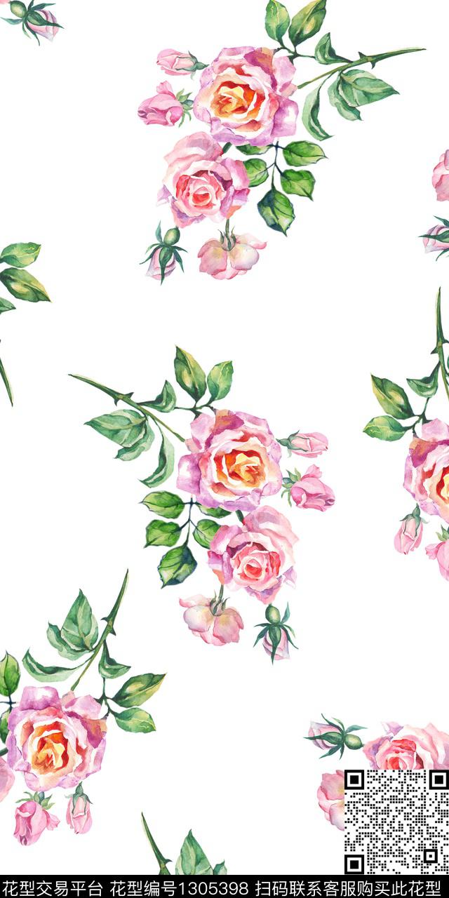 花卉大牌风植物数码印花华亿平台下载（图片编号: 1305398） - 瓦栏（Walan）