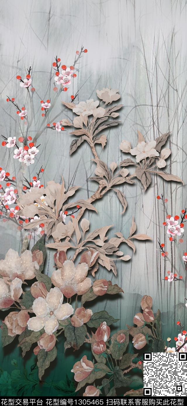 女装定位花中国风定位花复古旗袍华亿平台数码印花华亿平台下载（图片编号: 1305465） - 瓦栏（Walan）