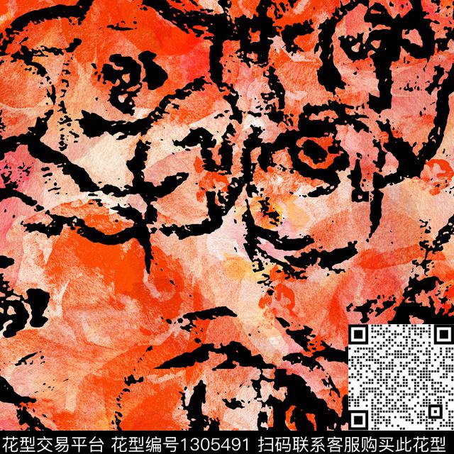 水彩女装花卉数码印花华亿平台下载（图片编号: 1305491） - 瓦栏（Walan）