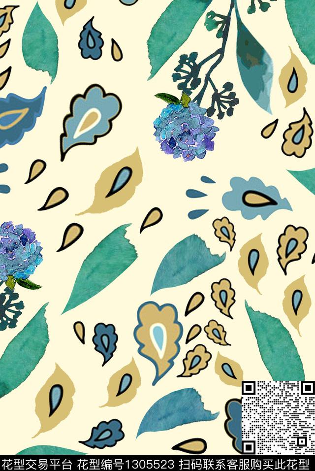 水彩几何小碎花数码印花华亿平台下载（图片编号: 1305523） - 瓦栏（Walan）