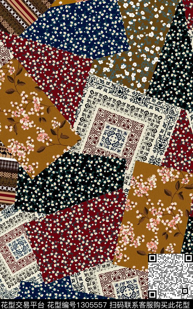 梅花民族风花卉数码印花华亿平台下载（图片编号: 1305557） - 瓦栏（Walan）
