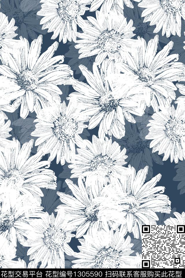 花卉大牌风数码印花华亿平台下载（图片编号: 1305590） - 瓦栏（Walan）