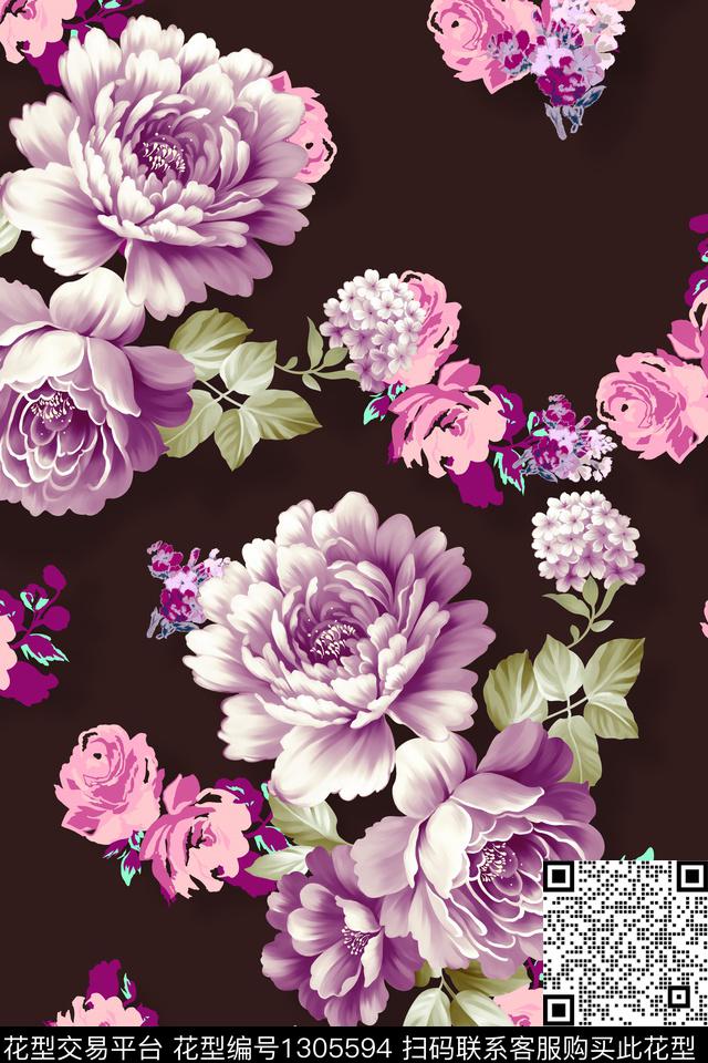 花卉大牌风数码印花华亿平台下载（图片编号: 1305594） - 瓦栏（Walan）