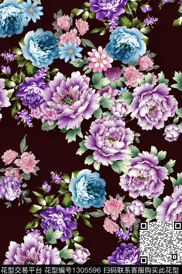 绿植树叶花卉大牌风数码印花华亿平台下载（图片编号: 1305596） - 瓦栏（Walan）