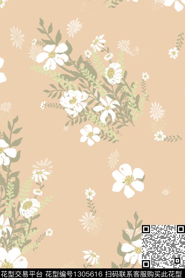 图案——家纺图案——面料图案——花卉传统印花华亿平台下载（图片编号: 1305616） - 瓦栏（Walan）