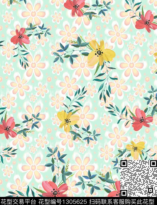 花卉大牌风小碎花数码印花华亿平台下载（图片编号: 1305625） - 瓦栏（Walan）