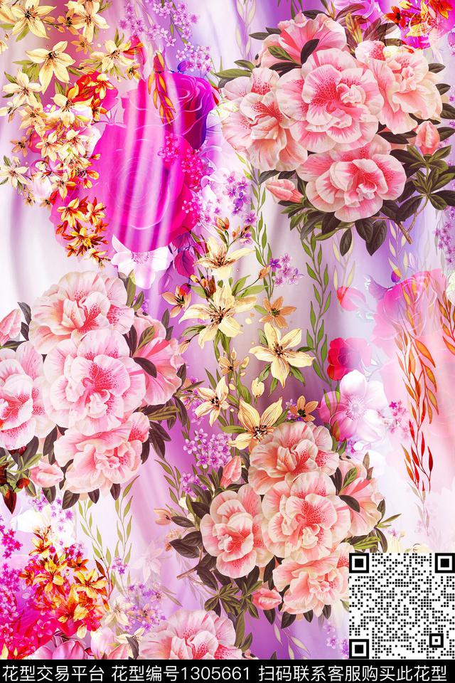 数码华亿平台女装花卉数码印花华亿平台下载（图片编号: 1305661） - 瓦栏（Walan）