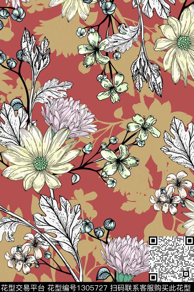 女装花卉大牌风传统印花华亿平台下载（图片编号: 1305727） - 瓦栏（Walan）